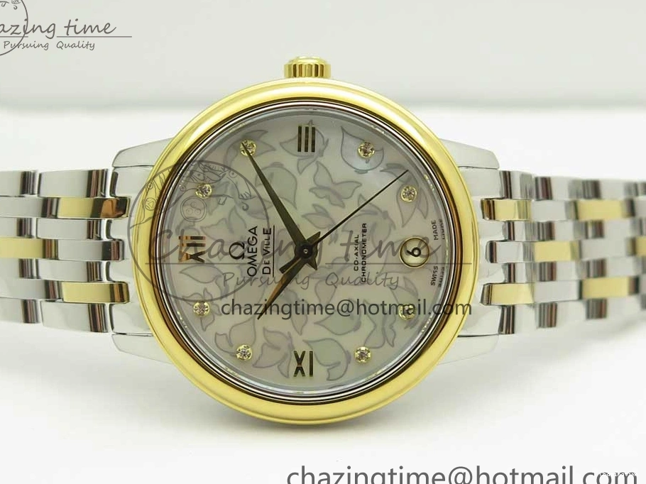 0512 Versatile De Ville Prestige Ladies 32.7mm SS MKF 1:1 Best Edition White MOP Dial Roman Markers on SS YG Bracelet MIYOTA 7967